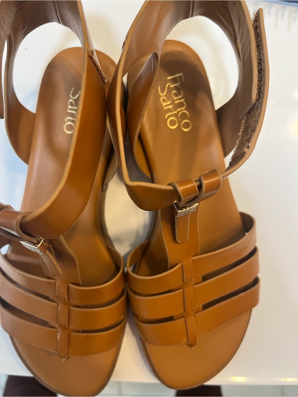 Franco Sarto Tan Multi-Strap- Gladiator - Ankle strap/Slingback Sandals Size 9